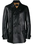 Prada Double Breasted Leather Jacket - Black