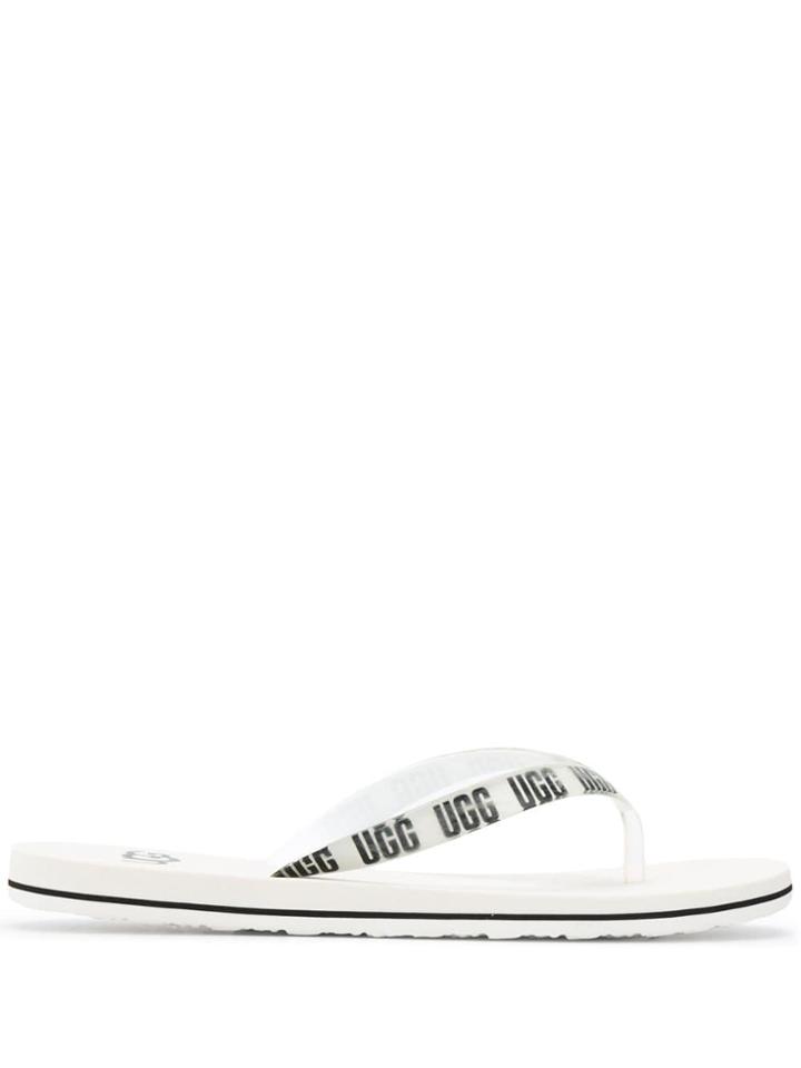 Ugg Australia Logo Thong Flip Flops - White