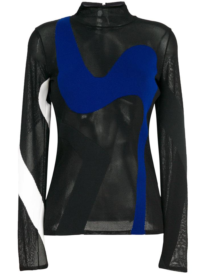 Proenza Schouler Colour-block Sheer Knitted Top - Black