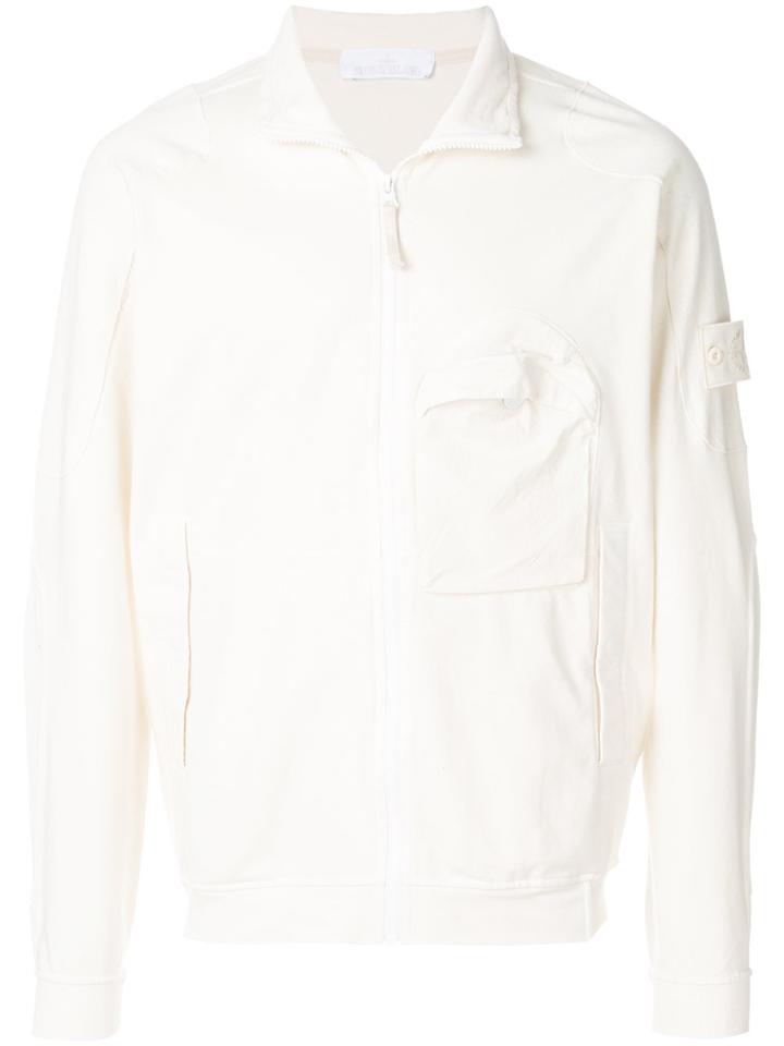 Stone Island Asymmetric Zip Front Cardigan - White