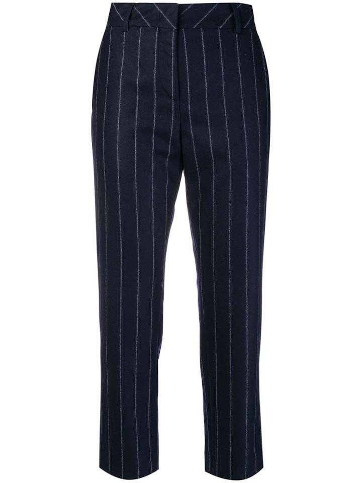 Eleventy Chalk Stripe Cropped Trousers - Blue