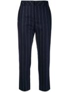 Eleventy Chalk Stripe Cropped Trousers - Blue
