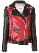 Contrast Biker Jacket - Women - Leather - 44, Black, Leather, Bazar Deluxe
