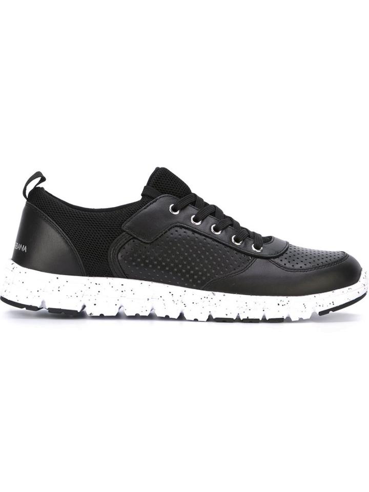 Dolce & Gabbana Panelled Sneakers, Men's, Size: 41.5, Black, Nappa Leather/nylon/rubber/leather
