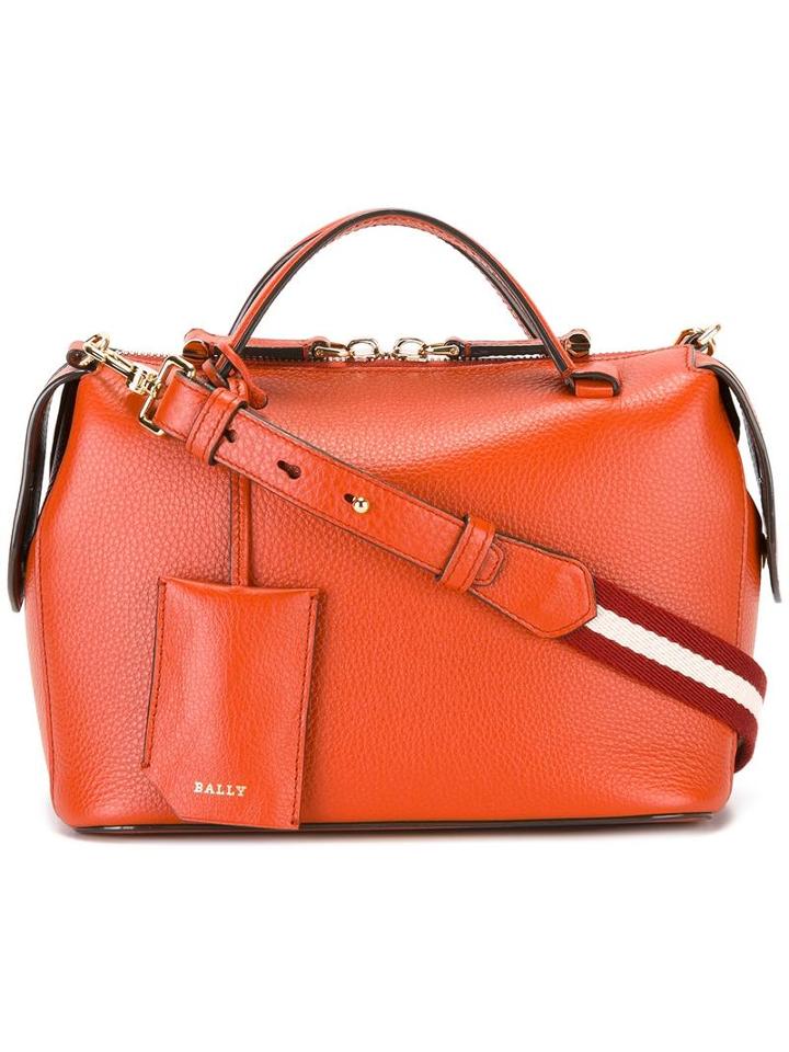 Bally Striped Strap Tote, Women's, Yellow/orange, Calf Leather