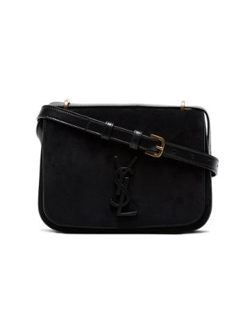 Saint Laurent Black Spontini Small Suede Satchel