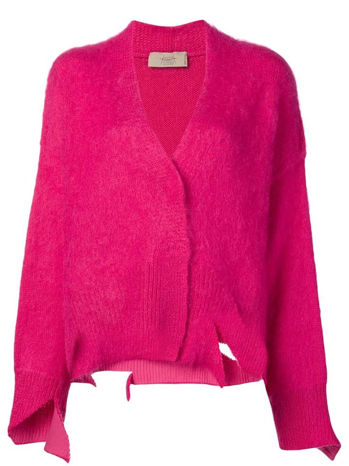 Maison Flaneur Ripped Cardigan - Pink & Purple