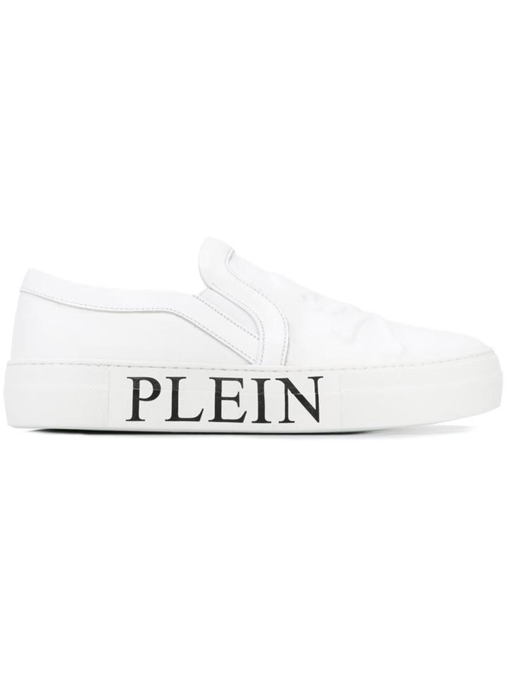 Philipp Plein Just Go Slip-on Sneakers, Men's, Size: 41, White, Leather/rubber