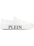 Philipp Plein Just Go Slip-on Sneakers, Men's, Size: 41, White, Leather/rubber