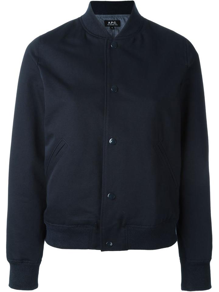 A.p.c. Varsity Bomber Jacket, Women's, Size: 36, Blue, Cotton/polyester/polyamide