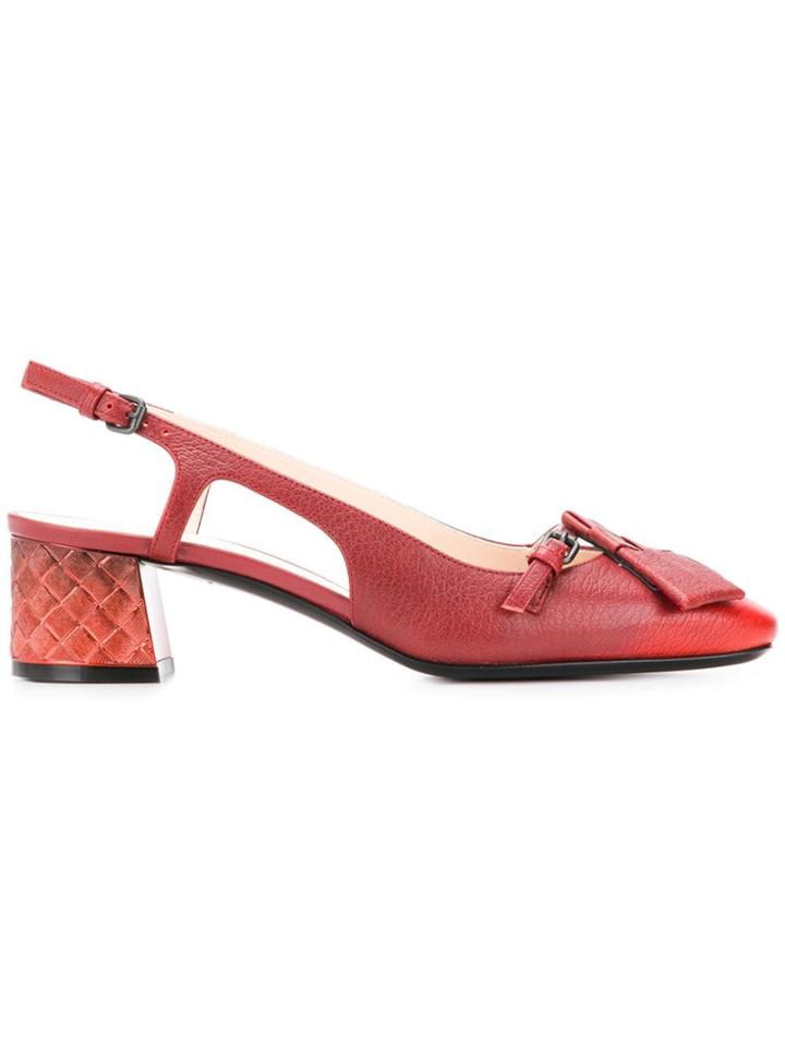 Bottega Veneta Intrecciato Slingback Pumps - Red