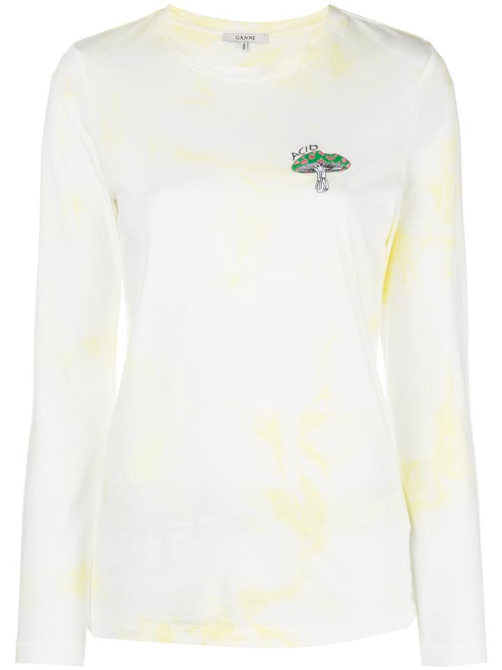 Ganni Embroidered Tie-dye Sweater - White