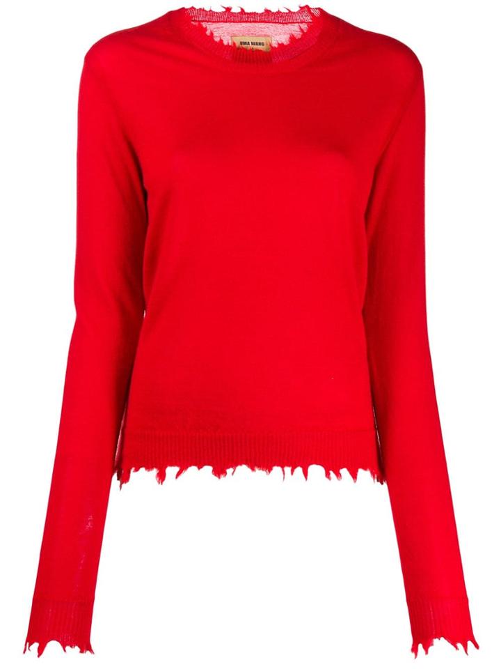 Uma Wang Frayed Edges Jumper - Red