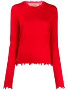 Uma Wang Frayed Edges Jumper - Red