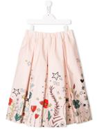 Elisabetta Franchi La Mia Bambina Printed Midi Skirt - Pink