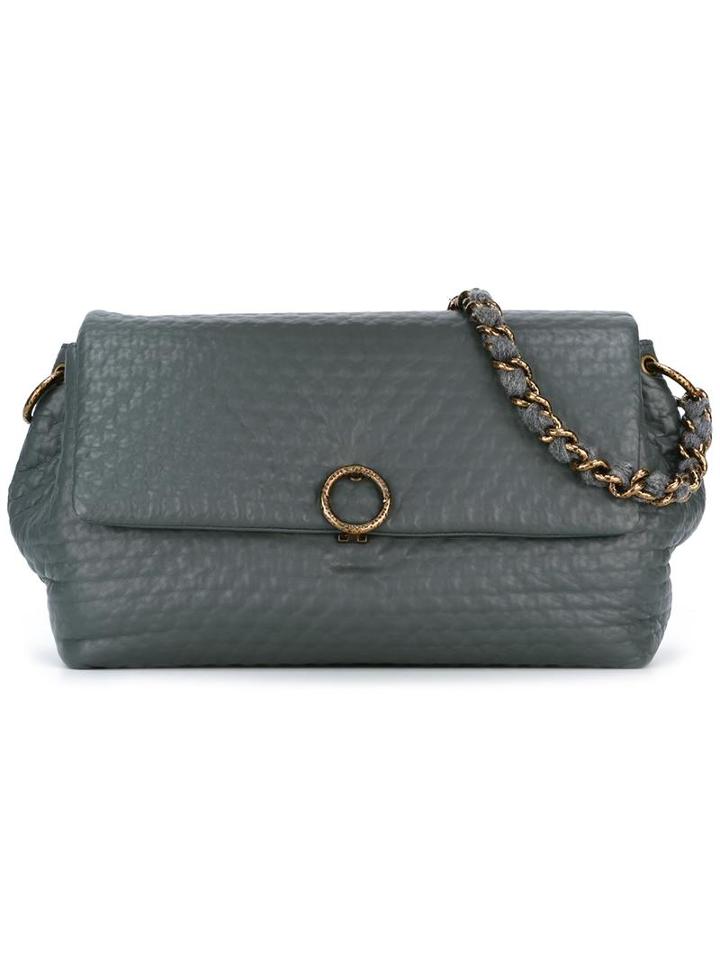 Agnona Embossed Flap Shoulder Bag, Women's, Grey