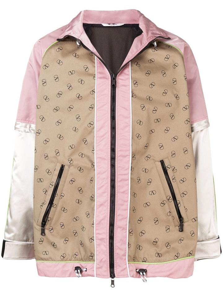 Valentino Logo Print Windbreaker - Pink