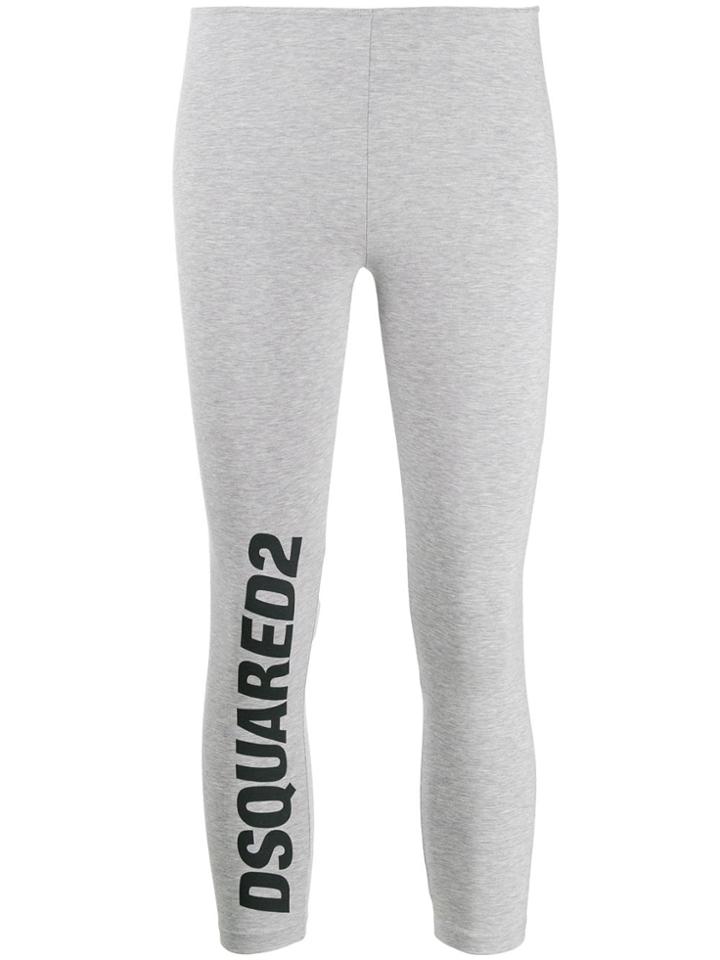 Dsquared2 Logo Print Cropped Leggings - Grey