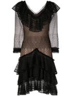 Alexander Mcqueen Sheer Ruffle Dress - Black