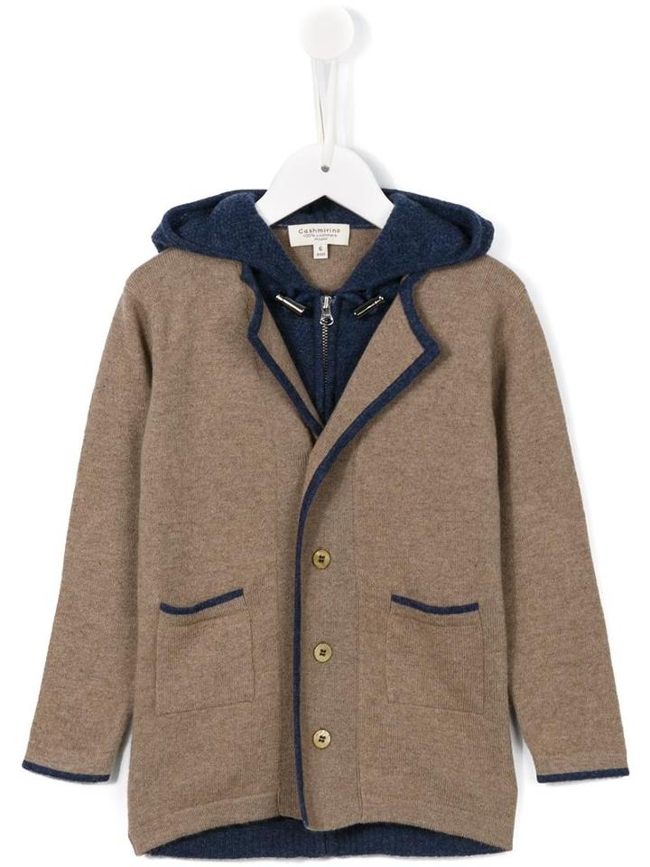 Cashmirino Double Layered Hooded Cardigan, Toddler Boy's, Size: 2 Yrs, Brown