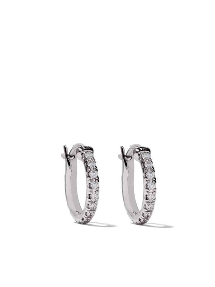 De Beers 18kt White Gold Micropavé Small Hoop Diamond Earrings
