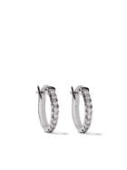 De Beers 18kt White Gold Micropavé Small Hoop Diamond Earrings