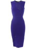 Victoria Beckham Sheer Panel Sheath Dress, Women's, Size: 6, Blue, Silk/wool