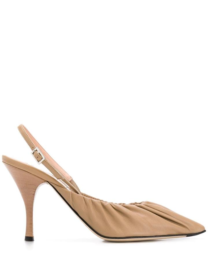 Acne Studios Ruched Slingback Pumps - Neutrals