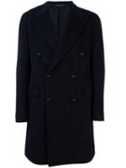 Tagliatore Mid-length Peacoat, Men's, Size: 50, Blue, Cupro/alpaca/virgin Wool