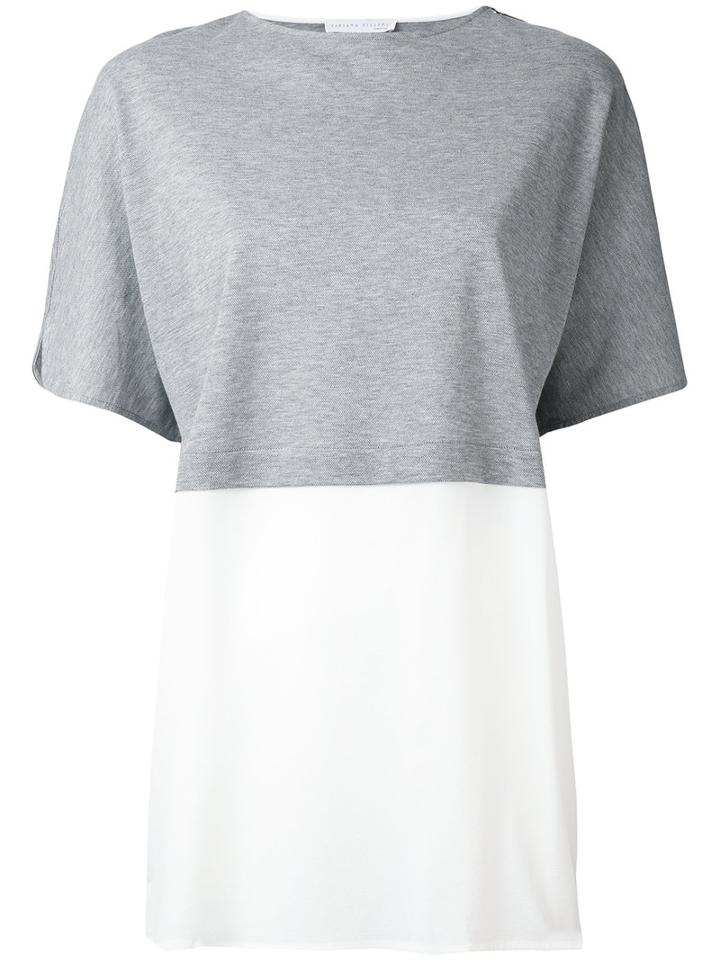 Fabiana Filippi - Contrast T-shirt - Women - Silk/cotton/spandex/elastane - 44, Grey, Silk/cotton/spandex/elastane