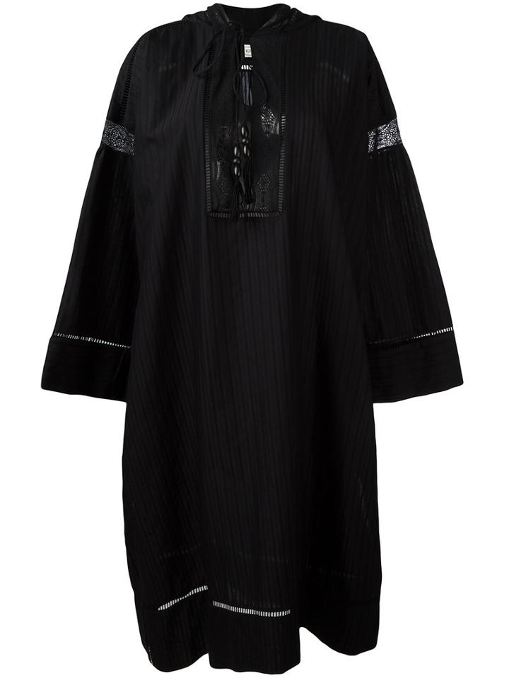 Veronique Branquinho Hooded Kaftan Dress, Women's, Size: 38, Black, Cotton