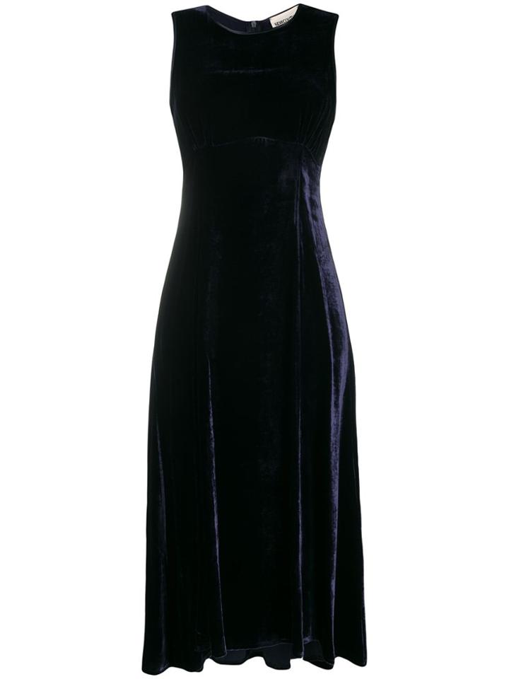Semicouture Empire Line Velvet Dress - Blue