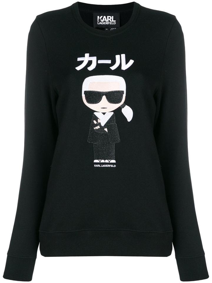 Karl Lagerfeld Ikonik Japan Embroidered Sweatshirt - Black