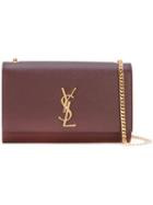 Saint Laurent Monogram Chain Wallet, Women's, Red, Calf Leather/metal (other)