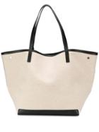 The Row Leather Trim Linen Tote - Neutrals