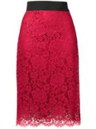 Dolce & Gabbana Lace Pencil Skirt - Red