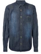 Philipp Plein Ribbed Panel Denim Shirt, Men's, Size: Xl, Blue, Cotton