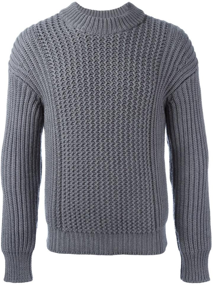 Jil Sander Ribbed Jumper, Men's, Size: 46, Grey, Wool