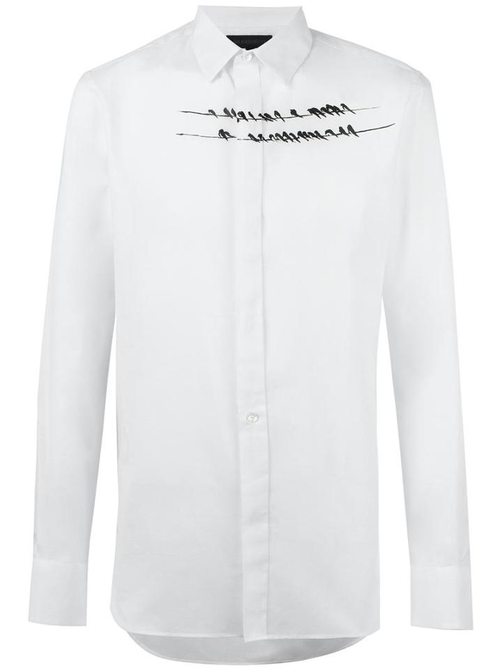 Ann Demeulemeester Grise Birds Print Shirt, Men's, Size: Small, White, Cotton