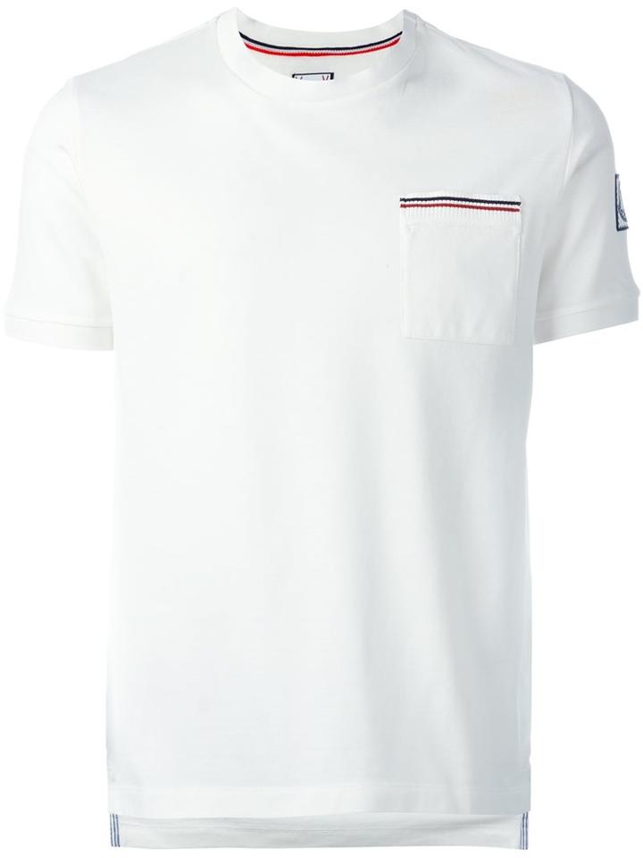 Moncler Gamme Bleu Logo Print T-shirt, Men's, Size: Small, White, Cotton