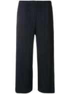 Pleats Please By Issey Miyake Cropped Plissé Trousers - Blue