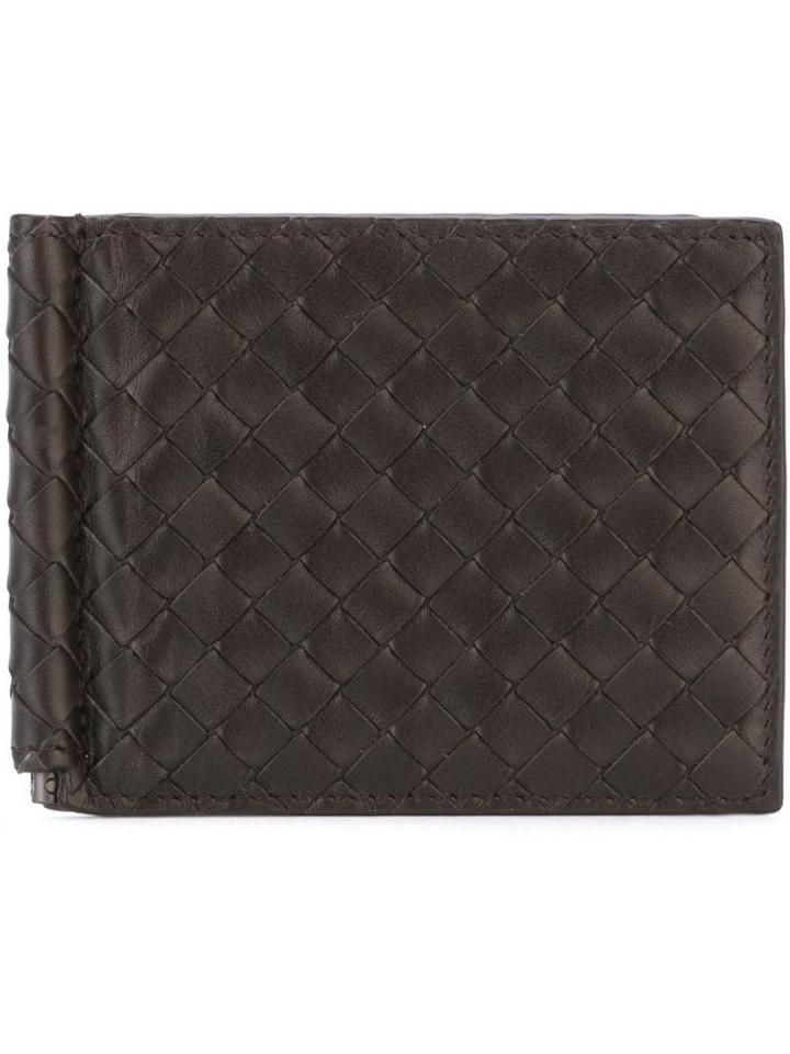 Bottega Veneta Espresso Intrecciato Money Clip Bi-fold Wallet - Brown