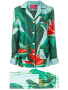 F.r.s For Restless Sleepers - Leaf Print Trouser Suit - Women - Silk - S, Women's, Green, Silk