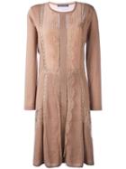 Alberta Ferretti Pleated Front Dress, Women's, Size: 44, Nude/neutrals, Polyester/acetate/silk/virgin Wool