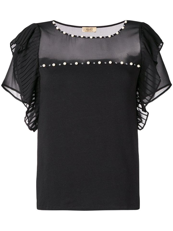 Liu Jo Pearl Embellished T-shirt - Black