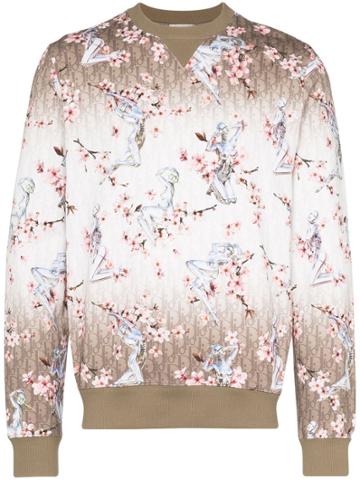 Dior Homme X Hajime Sorayama Robot Blossom Print Sweatshirt - Neutrals
