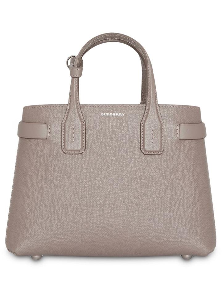 Burberry The Small Banner In Leather And Vintage Check - Brown