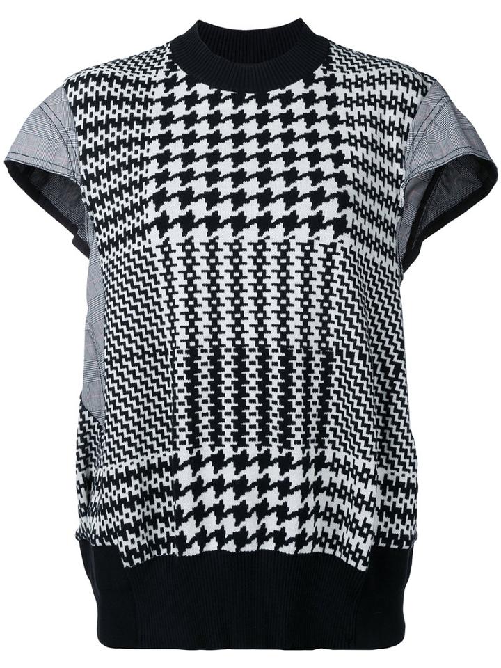 Sacai - Knit Dogtooth Top - Women - Cotton/polyurethane - 3, Black, Cotton/polyurethane