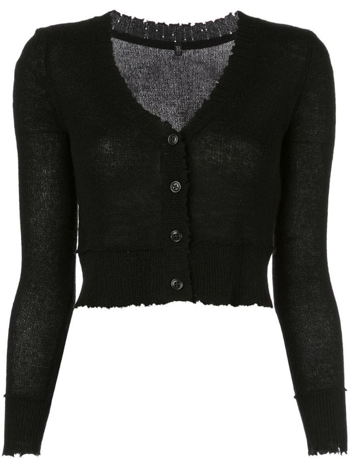R13 Distressed Cropped Cardigan - Black