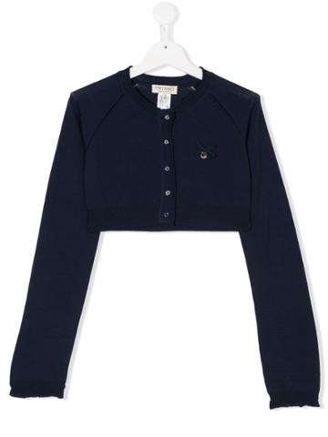 Twin-set Kids Cropped Crystal Cardigan - Blue